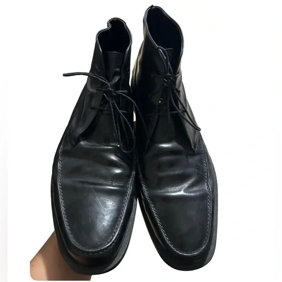 Men’s Gucci Black Leather Boots Sz 11D - Picture 2 of 6